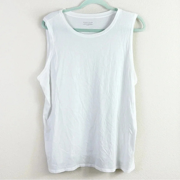 Eileen Fisher Round Neck Sleeveless Tank Top in white size XL - Picture 8 of 10